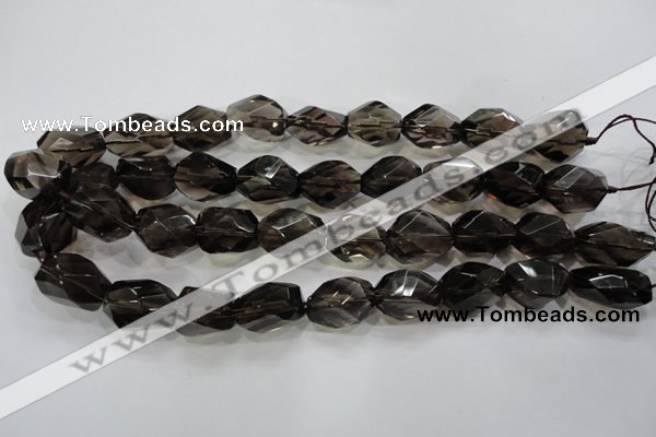 CNG562 15.5 inches 15*20mm faceted nuggets smoky quartz beads