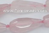 CNG5630 15.5 inches 15*35mm - 18*45mm faceted teardrop rose quartz beads