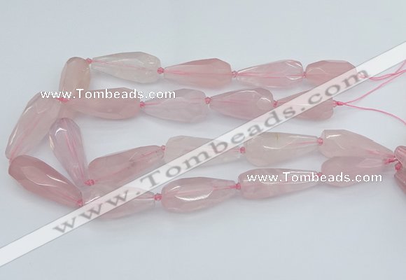 CNG5630 15.5 inches 15*35mm - 18*45mm faceted teardrop rose quartz beads