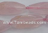 CNG5631 15.5 inches 15*35mm - 18*40mm faceted rice rose quartz beads