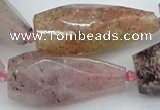 CNG5632 15*35mm - 18*45mm faceted teardrop strawberry quartz beads