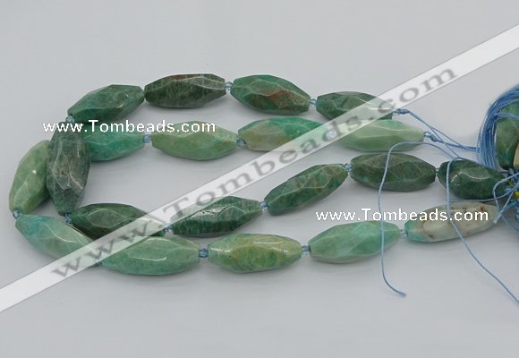 CNG5639 15.5 inches 15*35mm - 18*40mm faceted rice amazonite beads