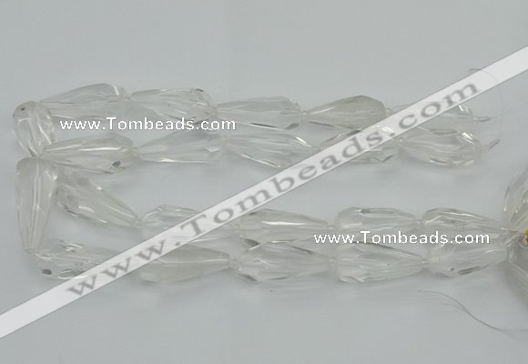 CNG5646 15*35mm - 18*45mm faceted teardrop white crystal beads