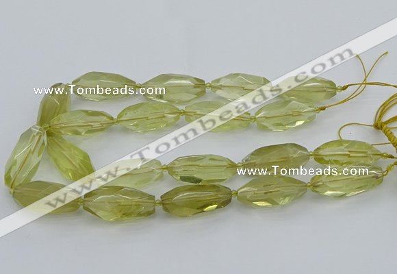 CNG5649 15.5 inches 15*35mm - 18*40mm faceted rice lemon quartz beads