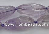 CNG5651 15.5 inches 15*35mm - 18*40mm faceted rice amethyst beads