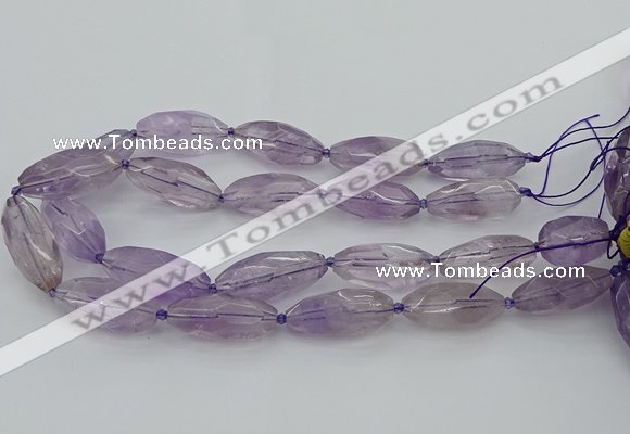 CNG5651 15.5 inches 15*35mm - 18*40mm faceted rice amethyst beads