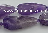 CNG5652 15.5 inches 15*35mm - 18*45mm faceted teardrop amethyst beads