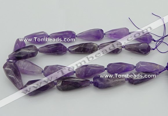 CNG5652 15.5 inches 15*35mm - 18*45mm faceted teardrop amethyst beads