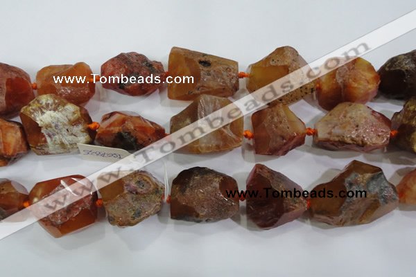 CNG567 18*25mm - 25*35mm faceted nuggets red agate beads