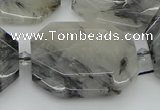 CNG5687 20*30mm - 35*45mm faceted freeform black rutilated quartz beads