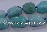 CNG5729 12*16mm - 13*18mm faceted nuggets amazonite beads