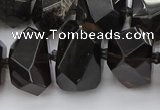 CNG5734 12*16mm - 15*20mm faceted nuggets ice black obsidian beads