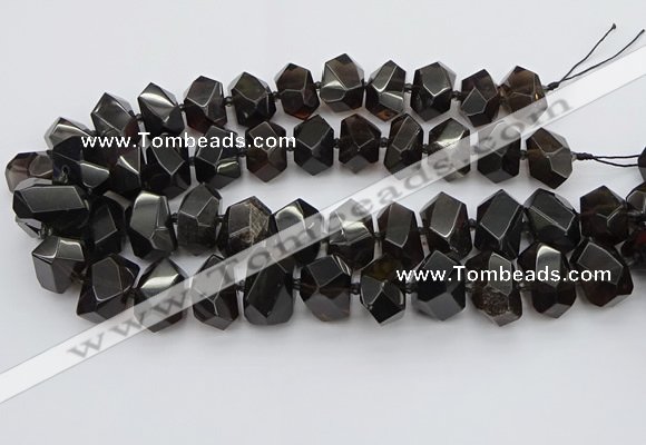 CNG5734 12*16mm - 15*20mm faceted nuggets ice black obsidian beads