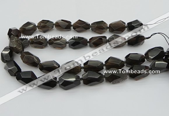 CNG5735 12*16mm - 15*25mm faceted nuggets ice black obsidian beads