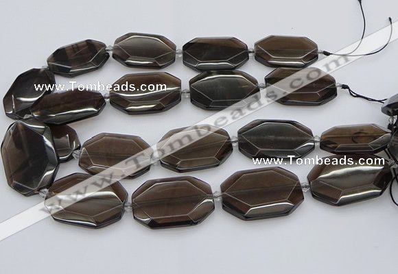 CNG5736 20*30mm - 35*45mm faceted freeform ice black obsidian beads