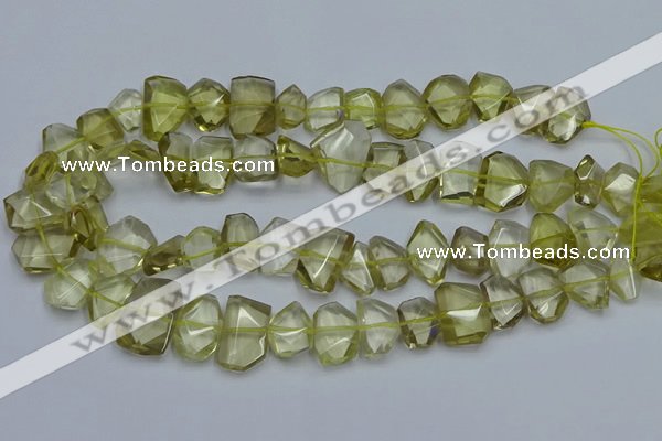 CNG5773 15.5 inches 12*16mm - 15*20mm faceted freeform lemon quartz beads