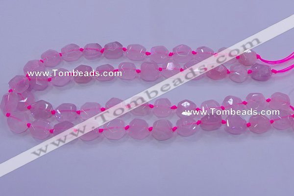 CNG5784 10*12mm - 10*14mm faceted freeform rose quartz beads