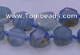 CNG5793 10*12mm - 10*14mm faceted freeform blue calcite beads