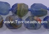 CNG5796 12*16mm - 13*18mm faceted nuggets blue calcite beads