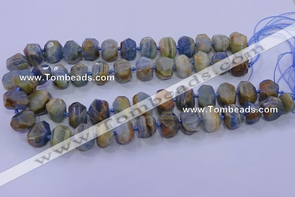 CNG5797 12*16mm - 13*18mm faceted nuggets blue calcite beads