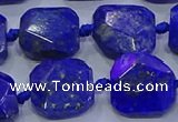 CNG5815 15.5 inches 10*12mm - 10*14mm faceted freeform lapis lazuli beads