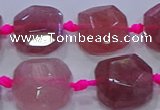 CNG5818 10*12mm - 10*14mm faceted freeform strawberry quartz beads