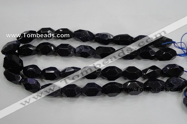 CNG582 15.5 inches 13*22mm faceted nuggets blue goldstone beads