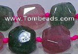 CNG5822 10*12mm - 10*14mm faceted freeform mixed strawberry quartz beads