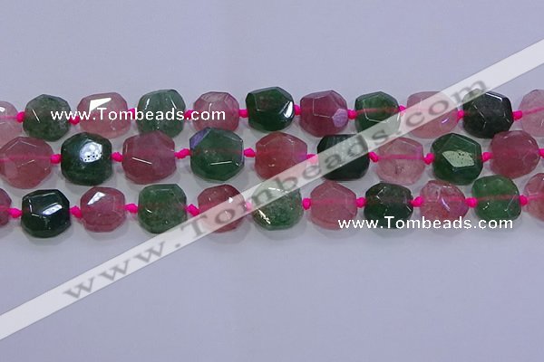 CNG5822 10*12mm - 10*14mm faceted freeform mixed strawberry quartz beads