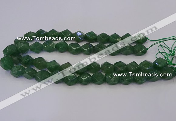 CNG5843 15.5 inches 14*15mm faceted nuggets green strawberry quartz beads