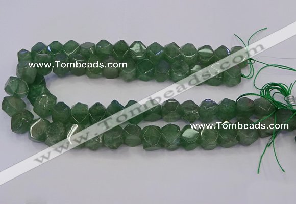 CNG5844 10*14mm - 12*16mm faceted nuggets green strawberry quartz beads