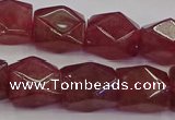 CNG5846 15.5 inches 14*15mm faceted nuggets strawberry quartz beads