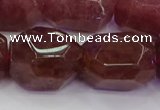 CNG5847 16*22mm - 18*25mm faceted nuggets strawberry quartz beads