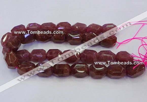 CNG5847 16*22mm - 18*25mm faceted nuggets strawberry quartz beads