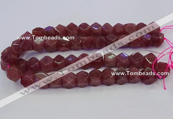 CNG5848 15.5 inches 14*15mm faceted nuggets strawberry quartz beads