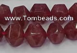 CNG5849 10*12mm - 14*15mm faceted nuggets strawberry quartz beads