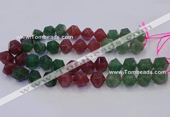 CNG5853 14*16mm - 16*18mm faceted nuggets mixed strawberry quartz beads