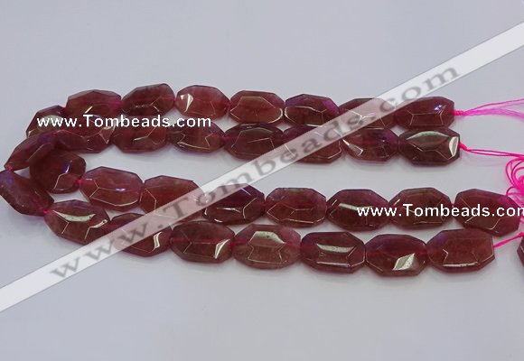 CNG5856 15*20mm - 20*25mm faceted freeform strawberry quartz beads