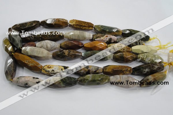 CNG586 15.5 inches 14*33mm faceted nuggets ocean agate beads