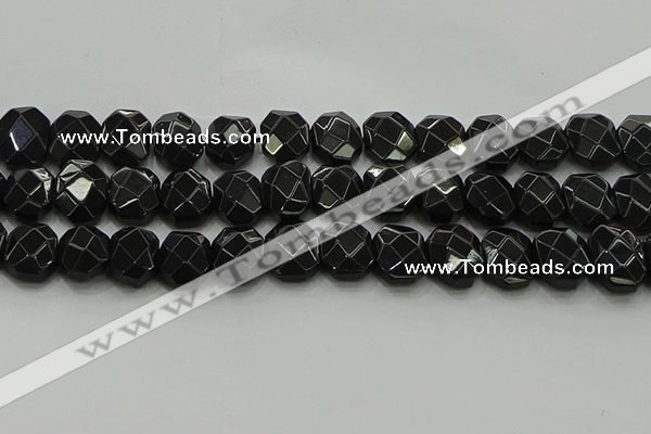 CNG5864 15.5 inches 8*12mm - 12*16mm faceted freeform black agate beads