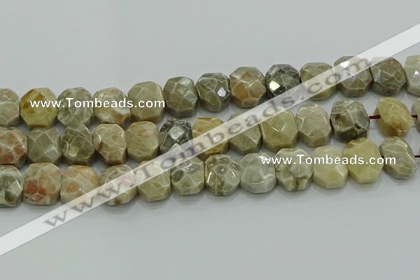 CNG5865 8*12mm - 12*16mm faceted freeform chrysanthemum agate beads