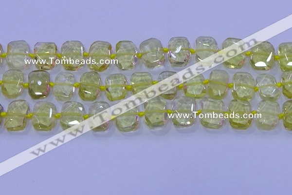 CNG5882 15.5 inches 10*14mm - 12*16mm faceted freeform lemon quartz beads