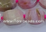 CNG5884 15.5 inches 10*14mm - 12*16mm faceted freeform pink opal beads