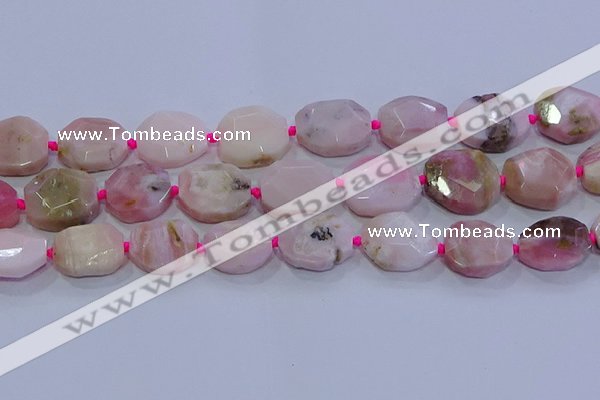 CNG5884 15.5 inches 10*14mm - 12*16mm faceted freeform pink opal beads