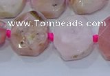 CNG5885 15.5 inches 10*14mm - 12*16mm faceted freeform pink opal beads