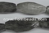 CNG590 12*30mm - 14*32mm faceted rice cloudy quartz nugget beads