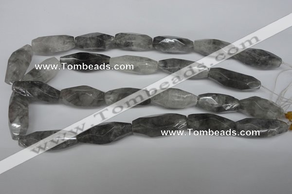 CNG590 12*30mm - 14*32mm faceted rice cloudy quartz nugget beads