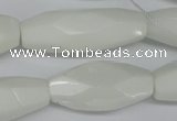 CNG591 12*30mm - 13*32mm faceted rice white porcelain nugget beads