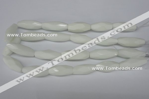 CNG591 12*30mm - 13*32mm faceted rice white porcelain nugget beads