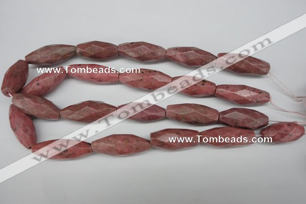 CNG592 13*30mm - 15*40mm faceted rice rhodochrosite nugget beads